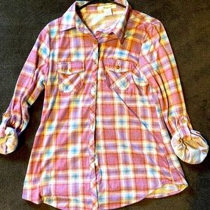 Passport Pink Plaid button down Size L